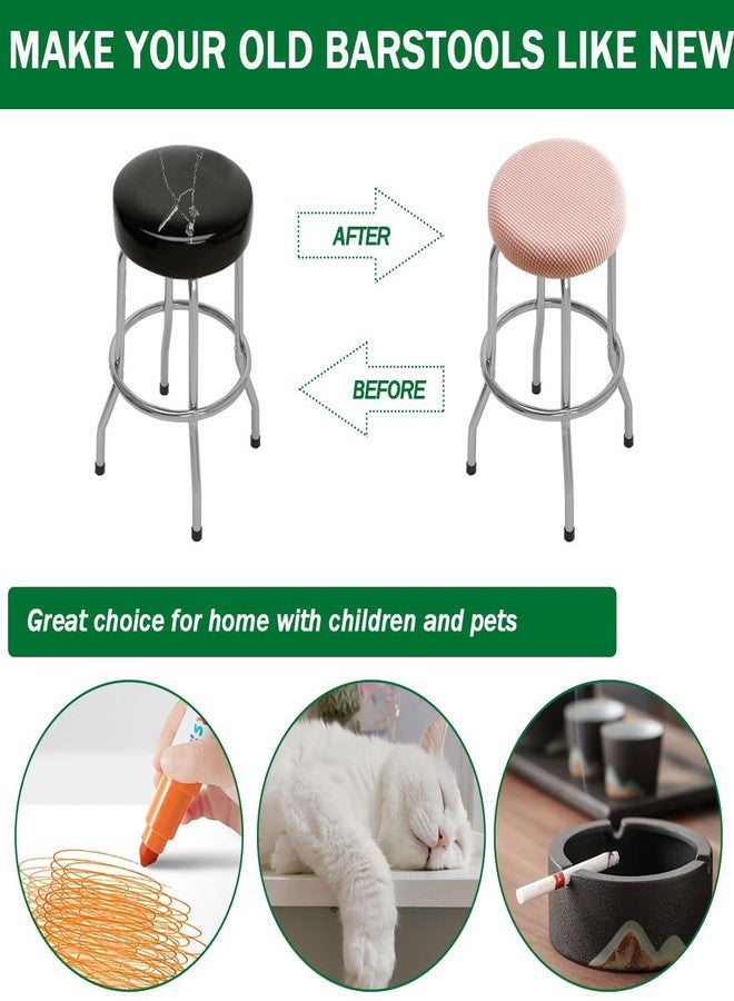 Lussenwert Round Bar Stool Covers Set of 2, Jacquard Round Stool Cushion Cover for Dia.12-16", Elastic Seat Covers for Round Seat Cushions with Elastic Band Pink - Image 4